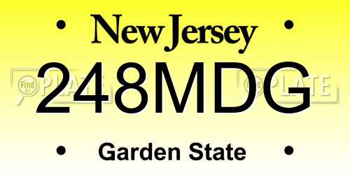 248MDG New Jersey License Plate