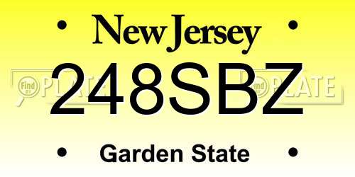 248SBZ New Jersey License Plate