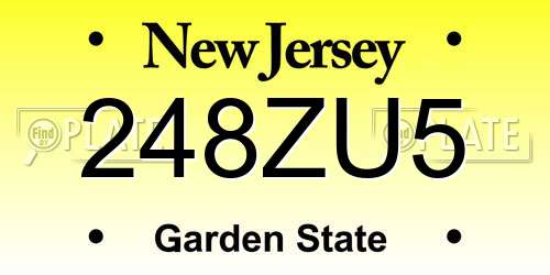 248ZU5 New Jersey License Plate