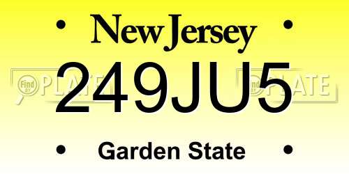 249JU5 New Jersey License Plate