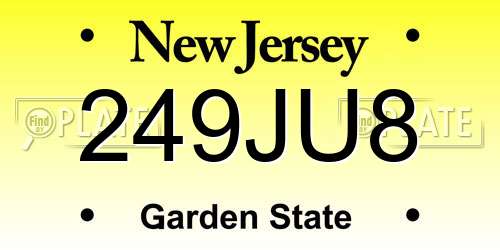 249JU8 New Jersey License Plate