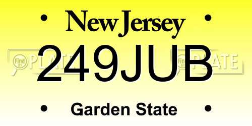 249JUB New Jersey License Plate