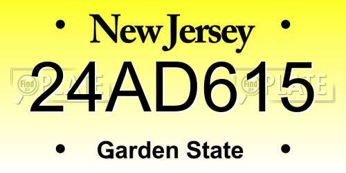 24AD615 New Jersey License Plate