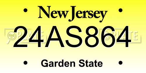 24AS864 New Jersey License Plate