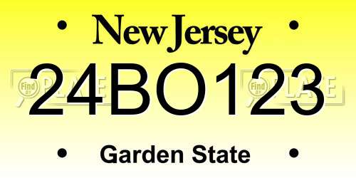 24BO123 New Jersey License Plate