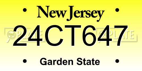 24CT647 New Jersey License Plate