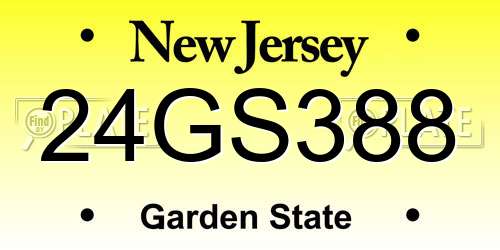24GS388 New Jersey License Plate