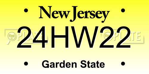 24HW22 New Jersey License Plate