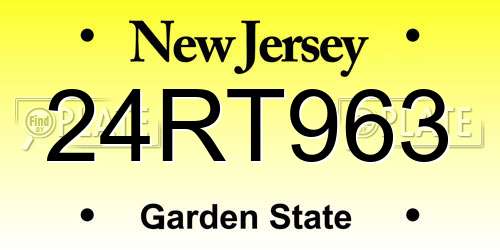 24RT963 New Jersey License Plate