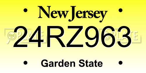 24RZ963 New Jersey License Plate