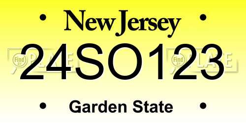 24SO123 New Jersey License Plate