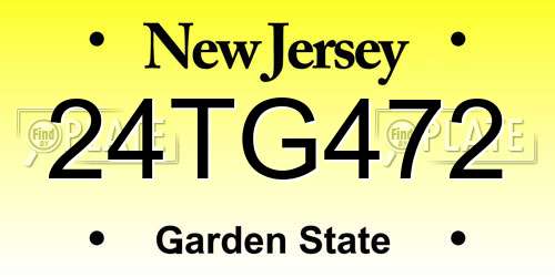 24TG472 New Jersey License Plate