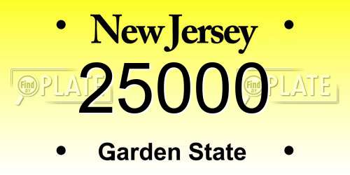 25000 New Jersey License Plate