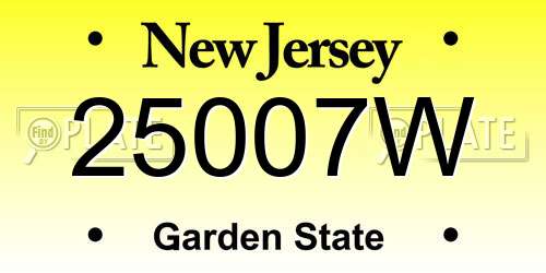 25007W New Jersey License Plate