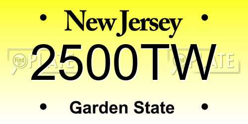 2500TW New Jersey License Plate
