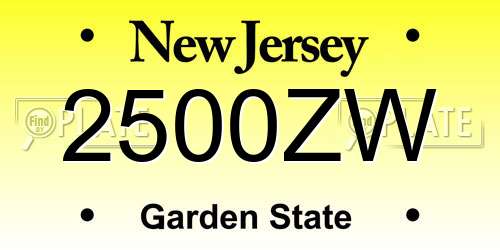 2500ZW New Jersey License Plate