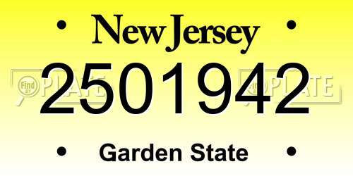2501942 New Jersey License Plate
