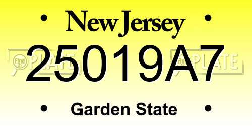 25019A7 New Jersey License Plate