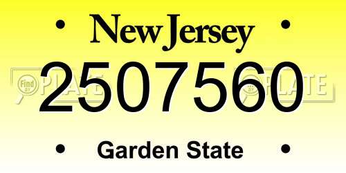 2507560 New Jersey License Plate