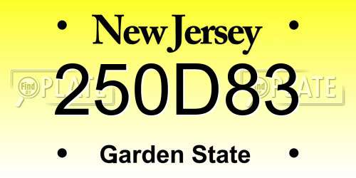250D83 New Jersey License Plate