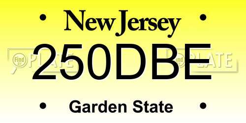 250DBE New Jersey License Plate