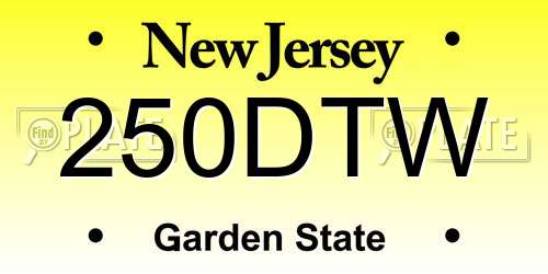 250DTW New Jersey License Plate