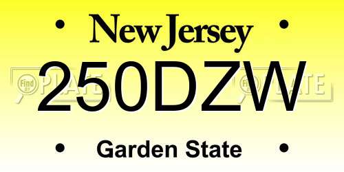 250DZW New Jersey License Plate