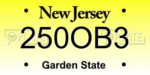 250OB3 New Jersey License Plate