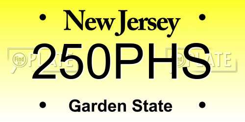 250PHS New Jersey License Plate