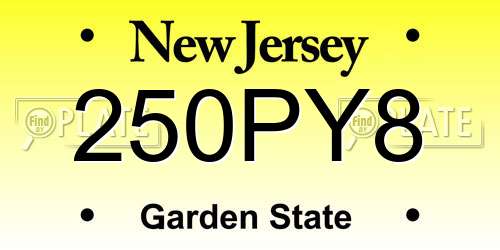 250PY8 New Jersey License Plate