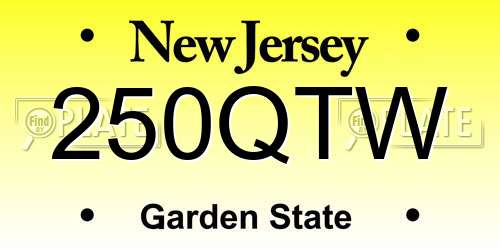 250QTW New Jersey License Plate