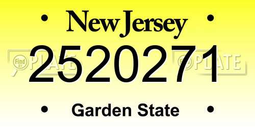 2520271 New Jersey License Plate