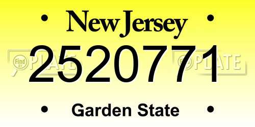 2520771 New Jersey License Plate