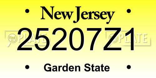 25207Z1 New Jersey License Plate