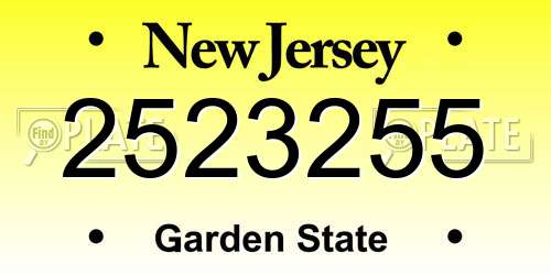 2523255 New Jersey License Plate