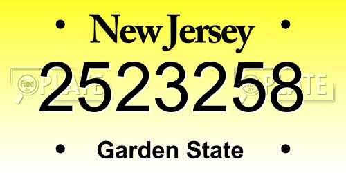 2523258 New Jersey License Plate