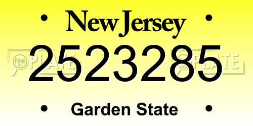 2523285 New Jersey License Plate