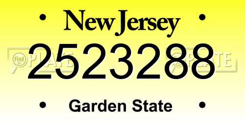 2523288 New Jersey License Plate