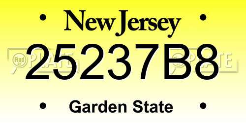 25237B8 New Jersey License Plate