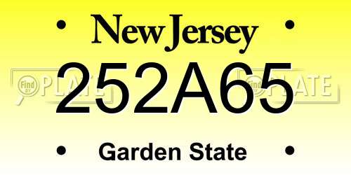 252A65 New Jersey License Plate