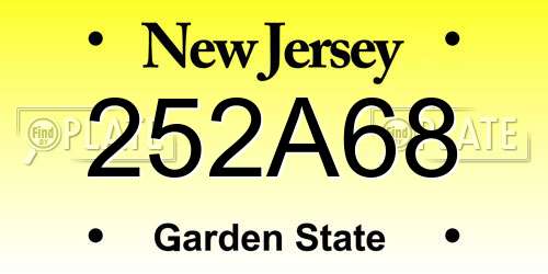 252A68 New Jersey License Plate