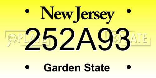 252A93 New Jersey License Plate