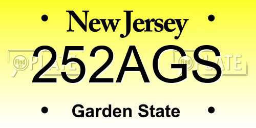 252AGS New Jersey License Plate