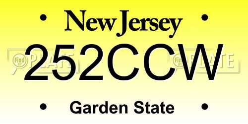 252CCW New Jersey License Plate