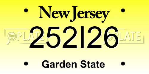252I26 New Jersey License Plate