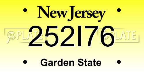 252I76 New Jersey License Plate
