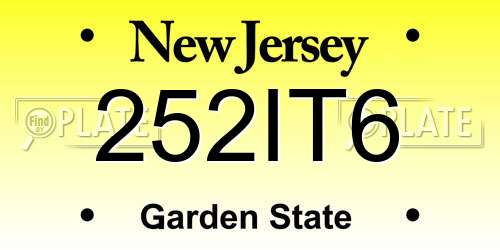 252IT6 New Jersey License Plate