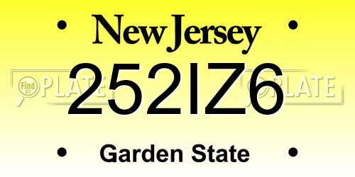 252IZ6 New Jersey License Plate