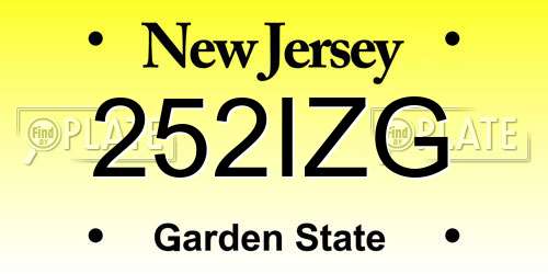 252IZG New Jersey License Plate