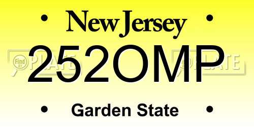 252OMP New Jersey License Plate